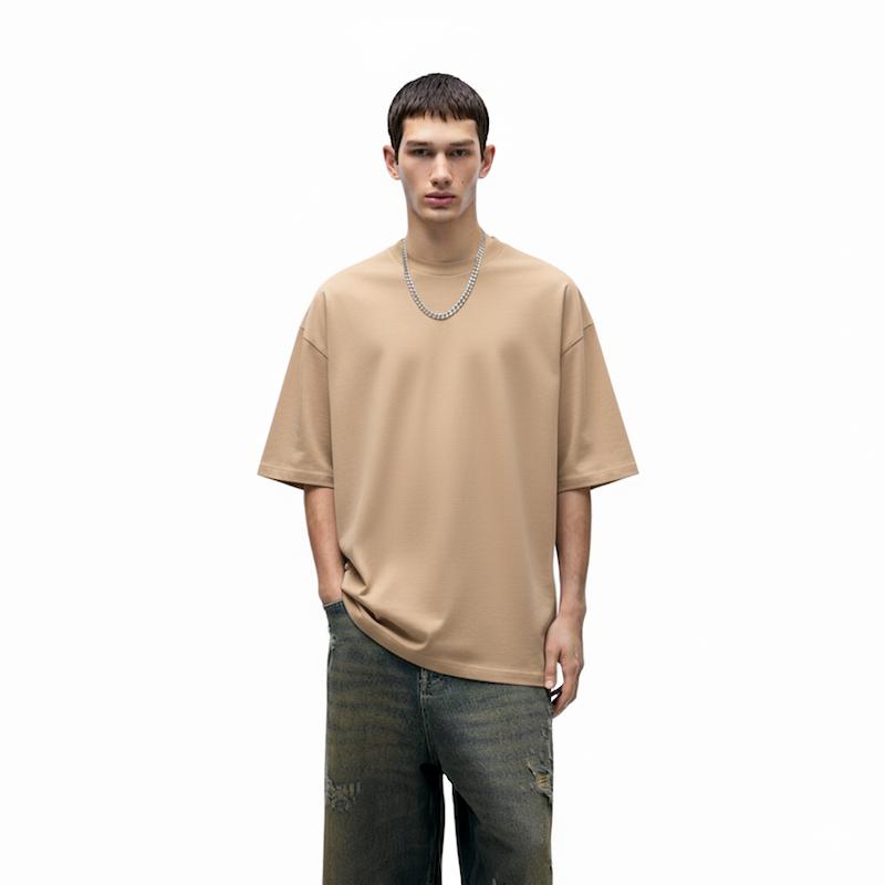 تیشرت باکسی بیسیک کرمی PULL & BEAR 🇪🇸 کد ۵۵