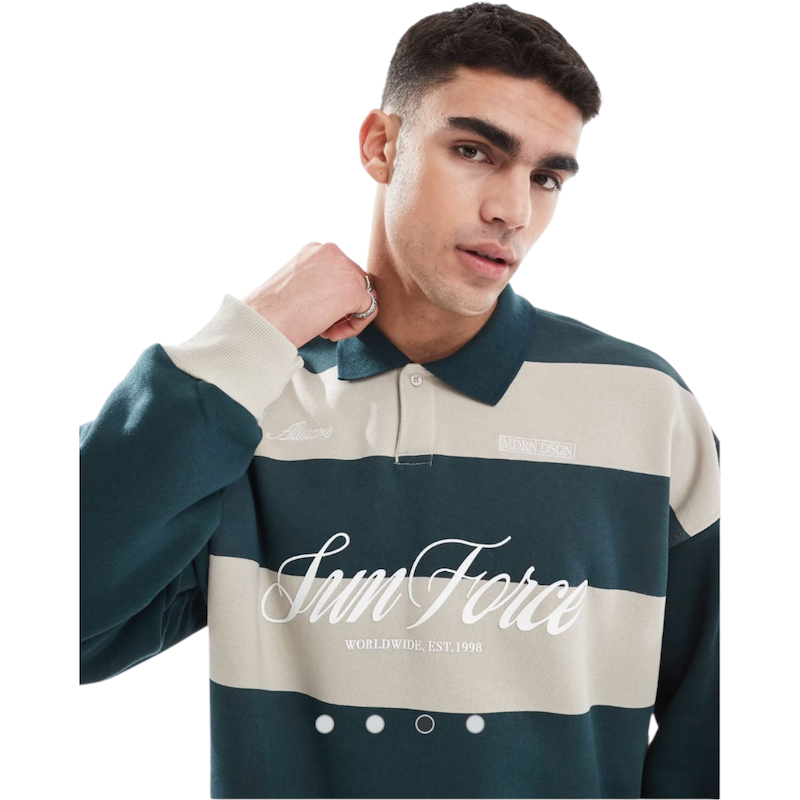 دورس یقه‌دار طرح راگبی bershka کد ۱۱۶