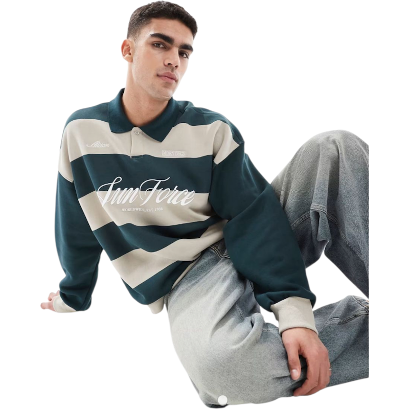 دورس یقه‌دار طرح راگبی bershka کد ۱۱۶