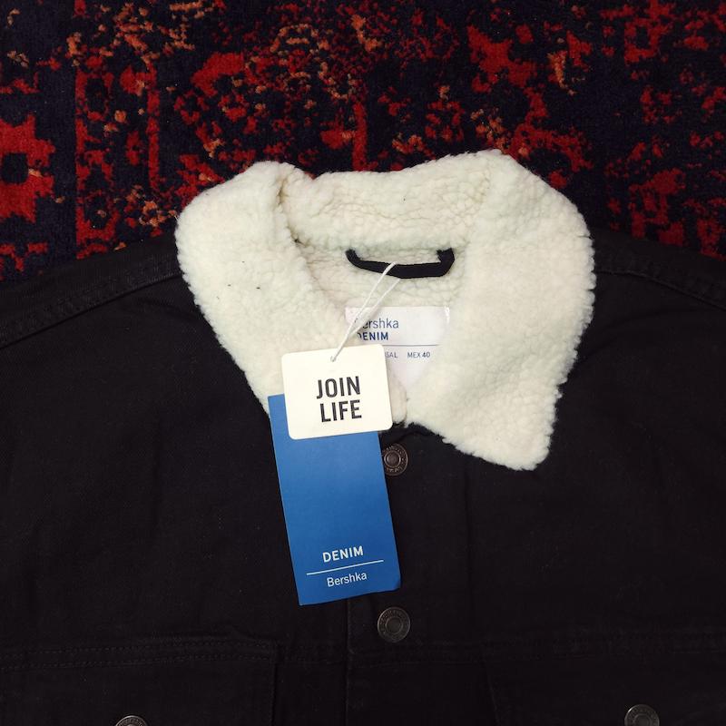 کت جین مشکی داخل خز از bershka کد ۱۳۸ سایز S