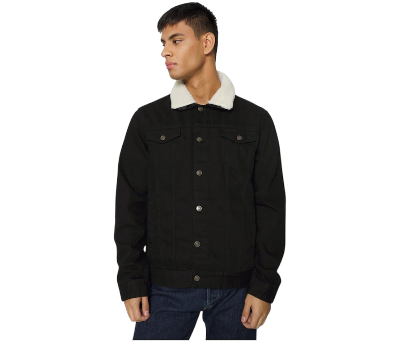 کت جین مشکی داخل خز از bershka کد ۱۳۸