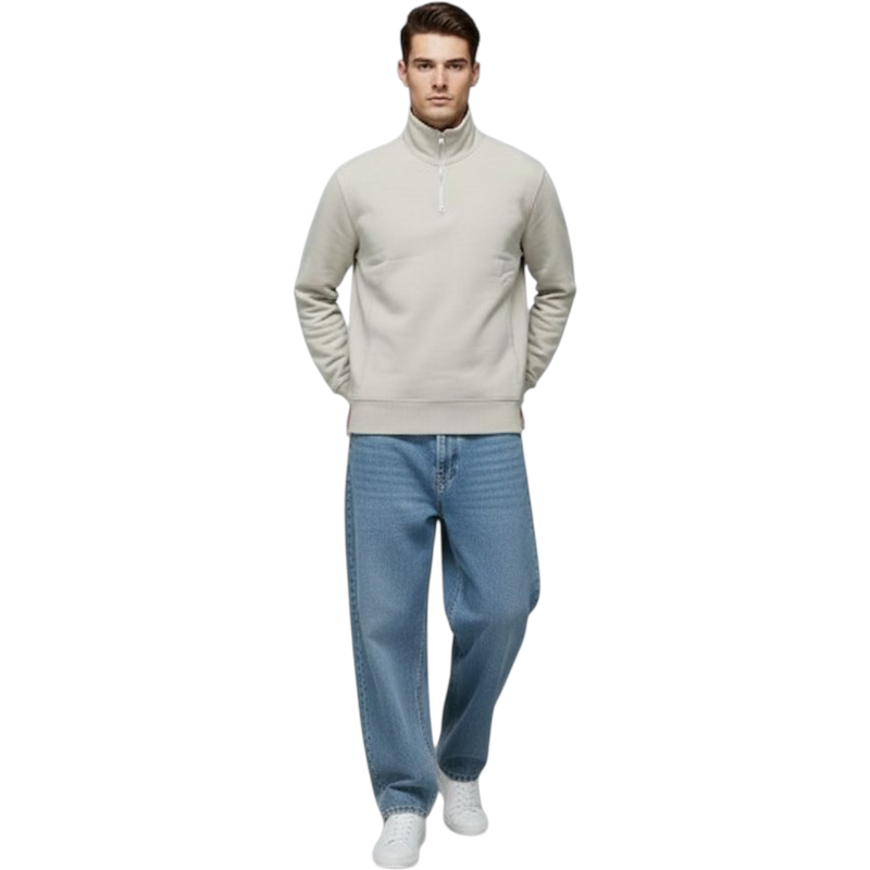 نیم زیپ داخل کرک، رنگ استخوانی بیسیک از zara کد ۱۵۰