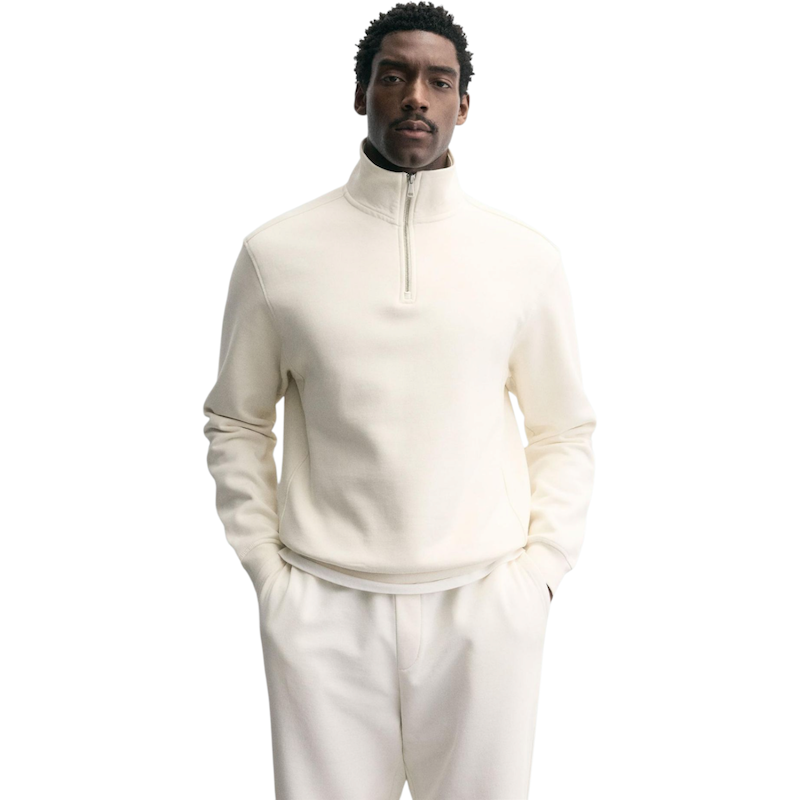 نیم زیپ سفید شیری داخل کرک بیسیک از zara کد ۱۴۸