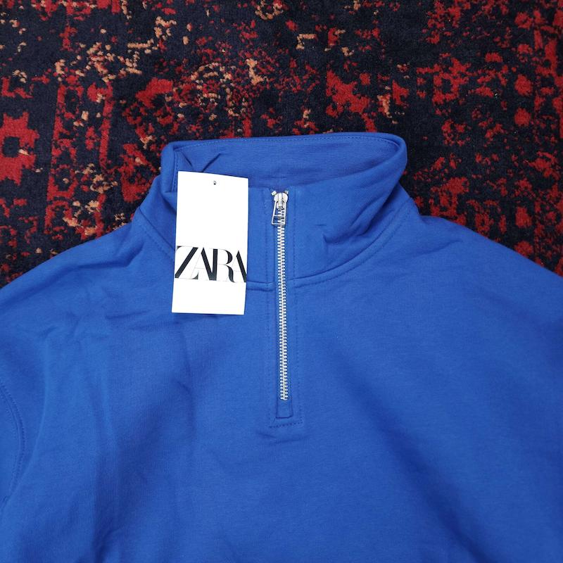 نیم زیپ، آبی کاربنی داخل کرک از zara کد ۱۵۴