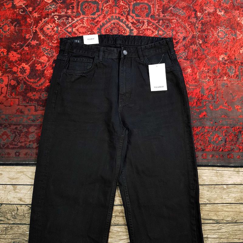 شلوار جین مردانه بگ استایل مشکی pull & bear کد ۳۱۷ سایز ۳۰