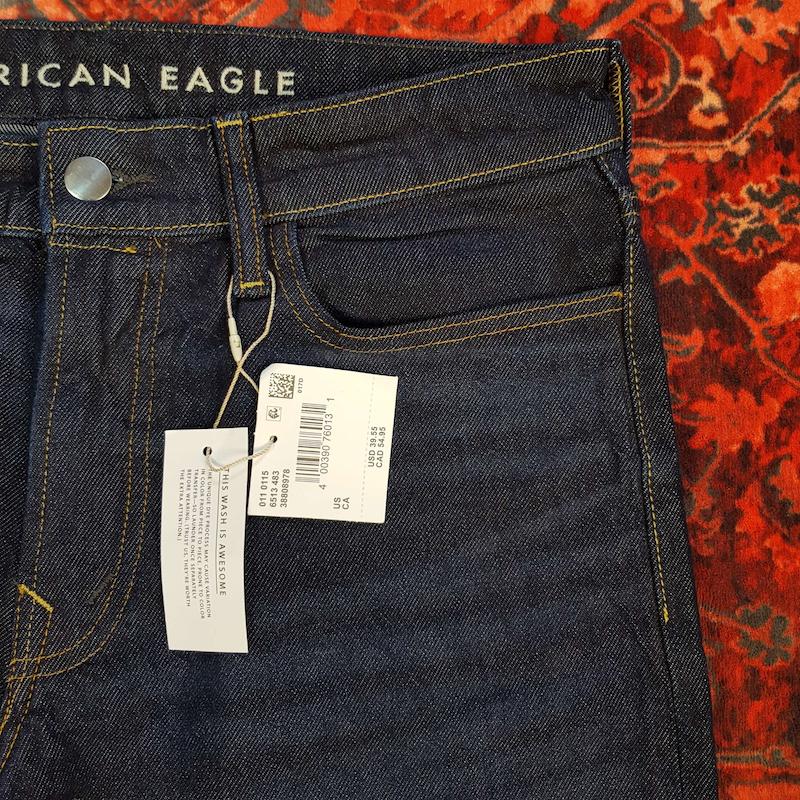 شلوار جین مردانه بگ استایل سرمه‌ای خام شور American eagle کد ۳۴۰