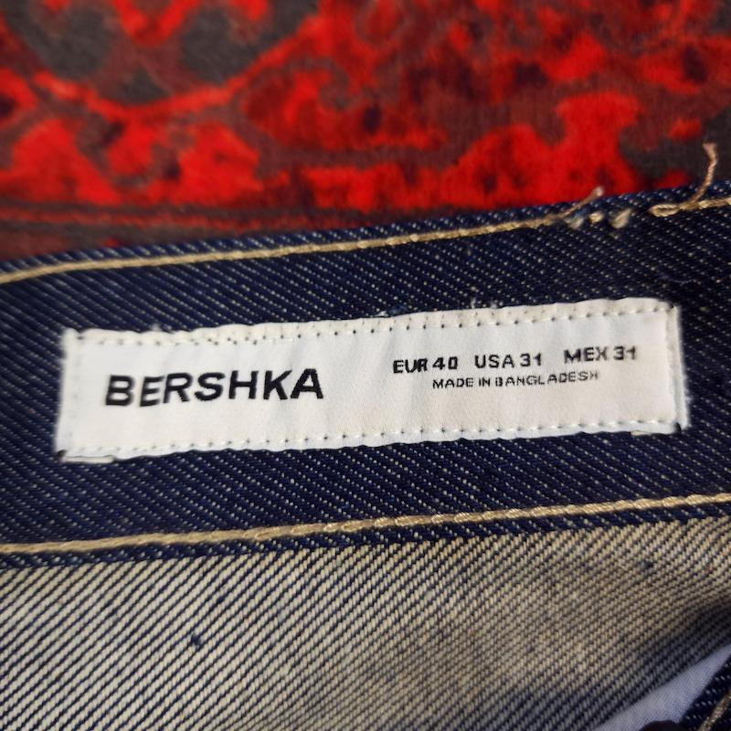 شلوار جین بگ استایل سرمه‌ای خام شور bershka بدون جنسیت کد ۳۹۹