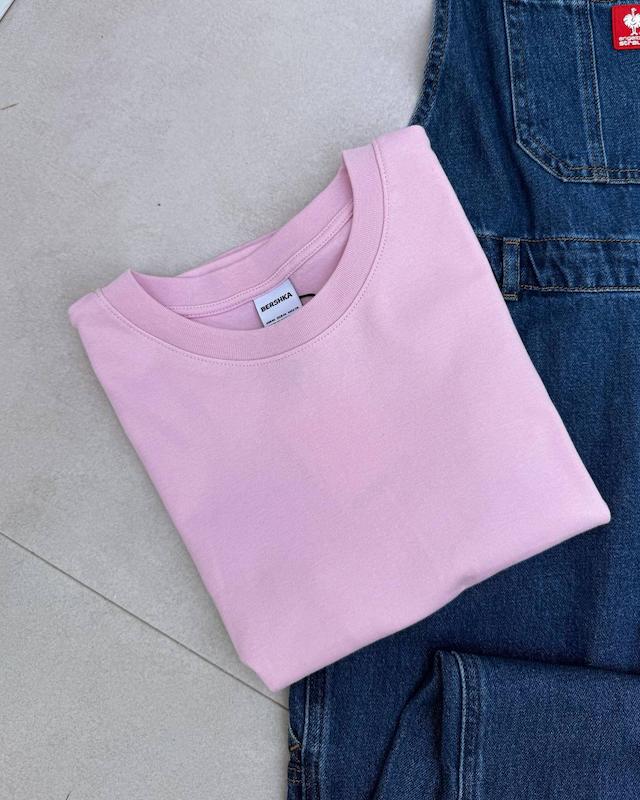 تیشرت اسلیم صورتی BERSHKA🎀