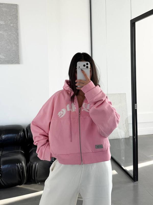 سویشرت دو زیپ صورتی 🎀