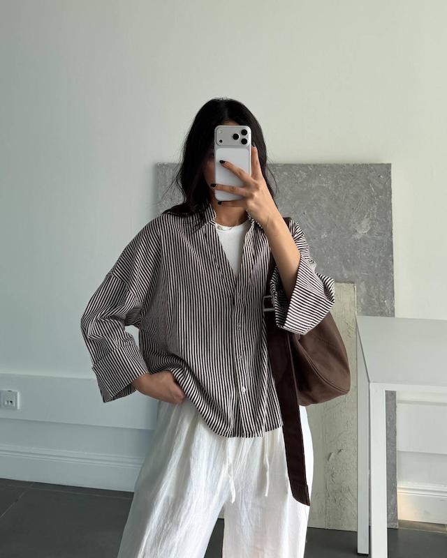 شومیز راه قهوه ای برند H&m 