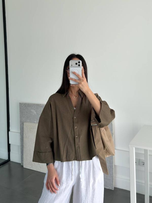 شومیز سبز زیتونی برند H&m