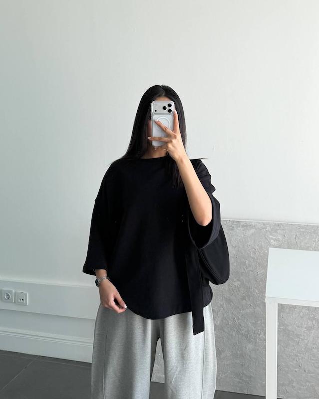 تیشرت باکسی مشکی برند ZARA