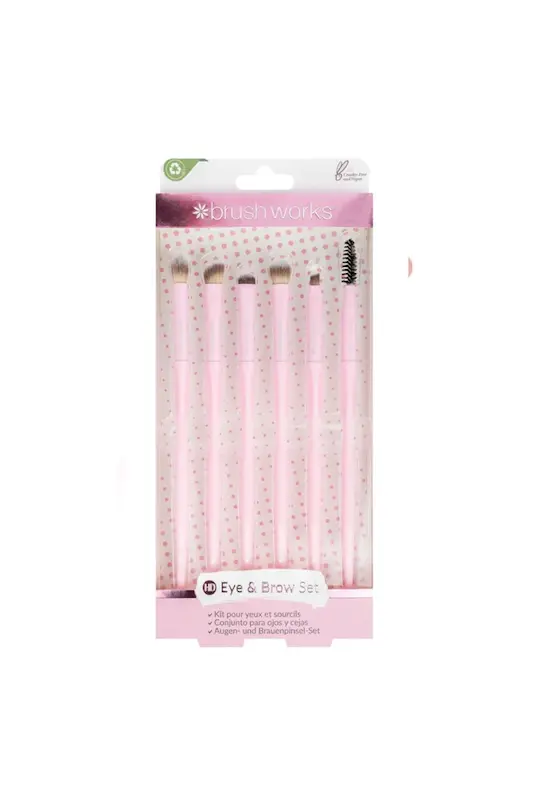 ست 6 عددی براش چشم و ابرو براش‌ورکس | Brushworks HD Eye & Brow Brush Set – Rose