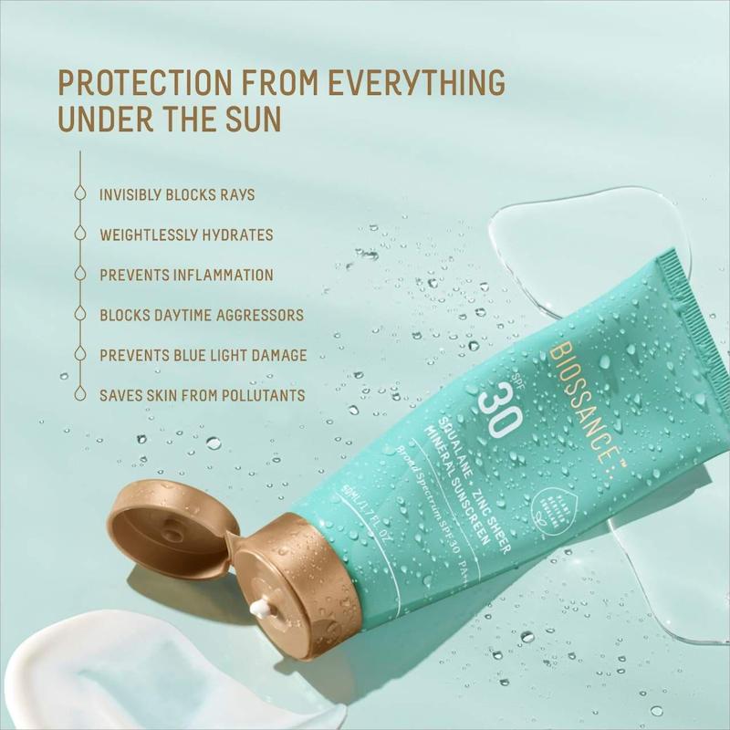 ضدآفتاب مینرال بایوسنس | Biossance Squalane + Zinc Sheer Hydrating Mineral Sunscreen SPF 30