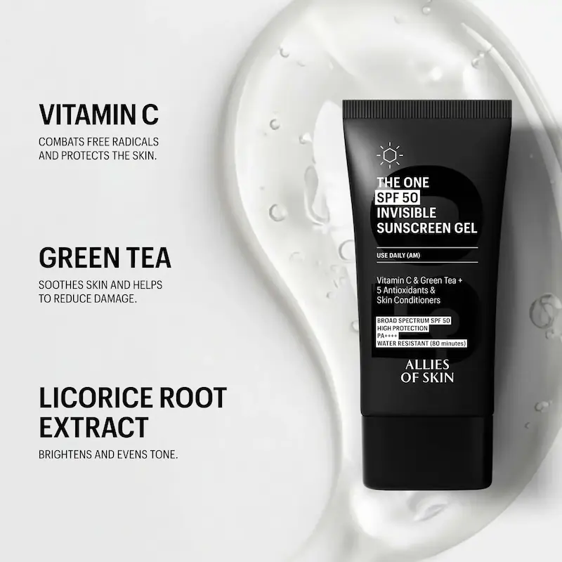 ضدآفتاب ژلی نامرئی آلایز آو اسکین | Allies of Skin The One SPF 50 Invisible Sunscreen Gel
