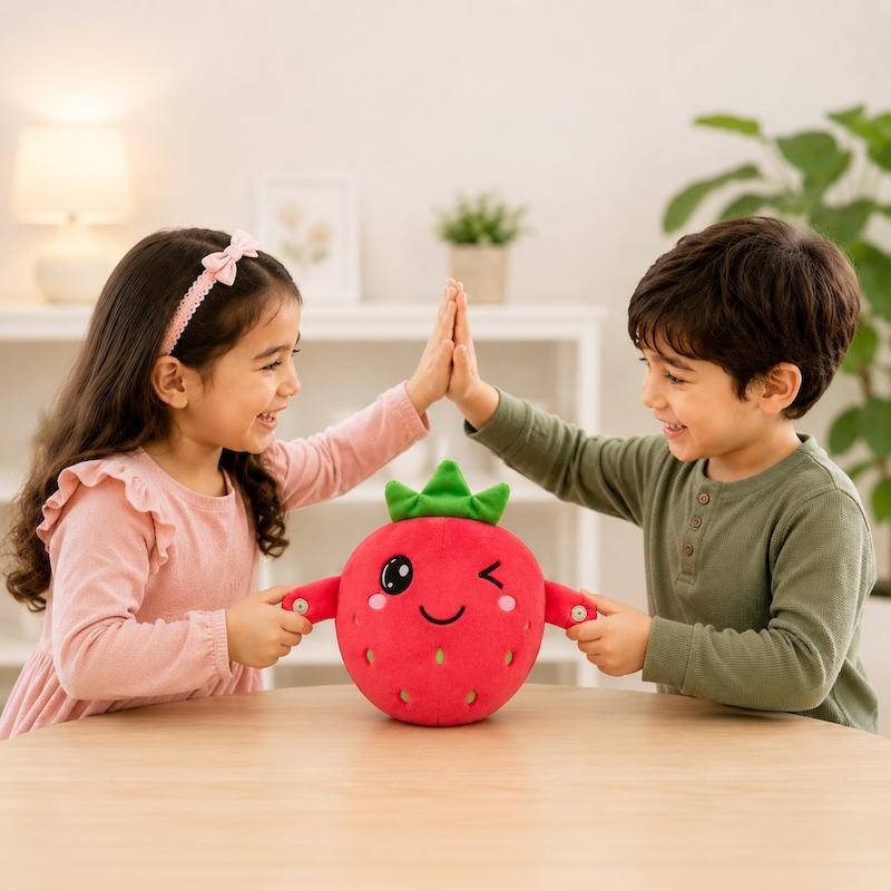 عروسک موزیکال لمسی طرح توت فرنگی، موز و هویج