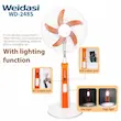 پنکه شارژی ایستاده Weidasi مدل WD-248S با پنل خورشیدی