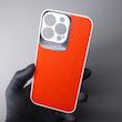 قاب آلومینیومی سفید و نارنجی با لنز رینگ | مناسب iPhone 13 Pro