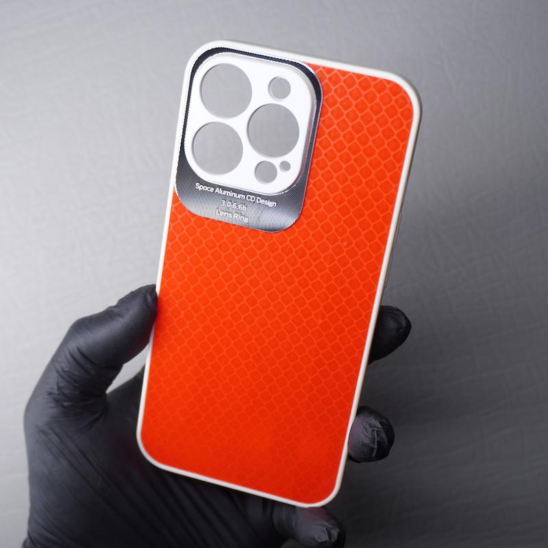 قاب آلومینیومی سفید و نارنجی با لنز رینگ | مناسب iPhone 13 Pro