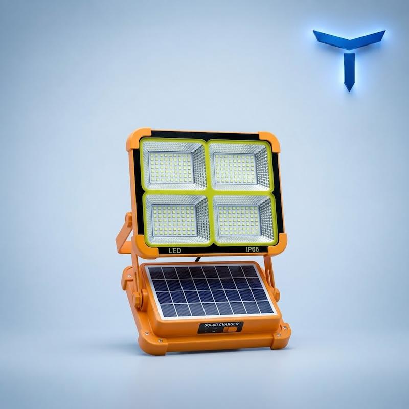 پروژکتور شارژی خورشیدی ۱۲۰۰ وات LED با چهار حالت نوردهی