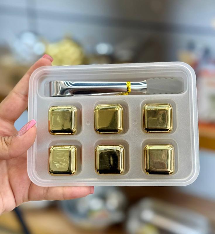 یخ استیل طلایی با انبر