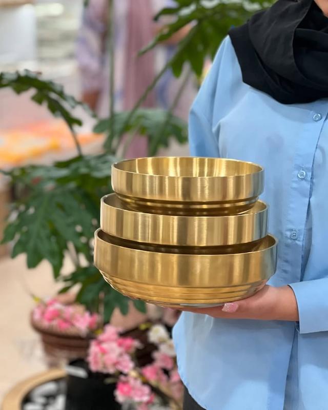 کاسه دوجداره استیل طلایی 