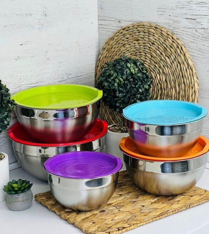 ست لگن استیل۵ پارچه رنگی  