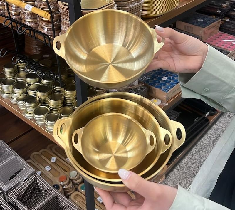 تابه دو دسته چسبیده استیل طلایی 