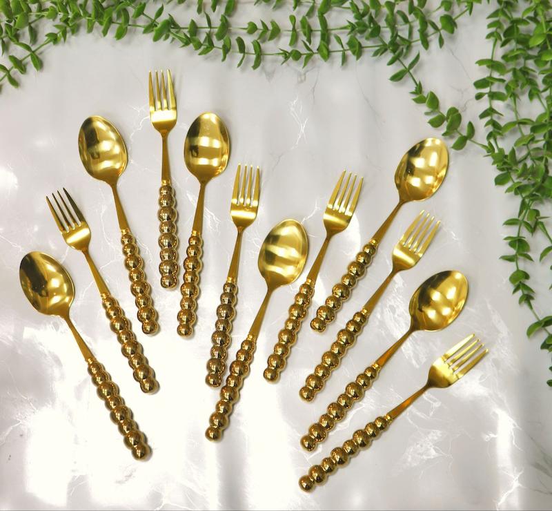 قاشق و چنگال مرواردیدی طلایی