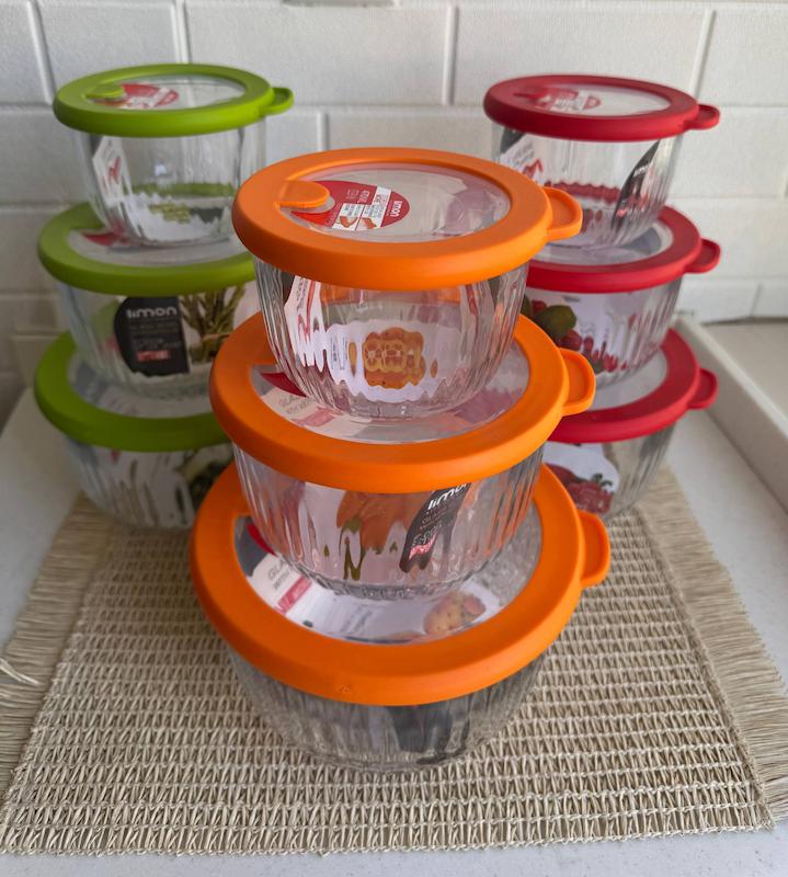 ست ظرف شیاردار گرد لیمون