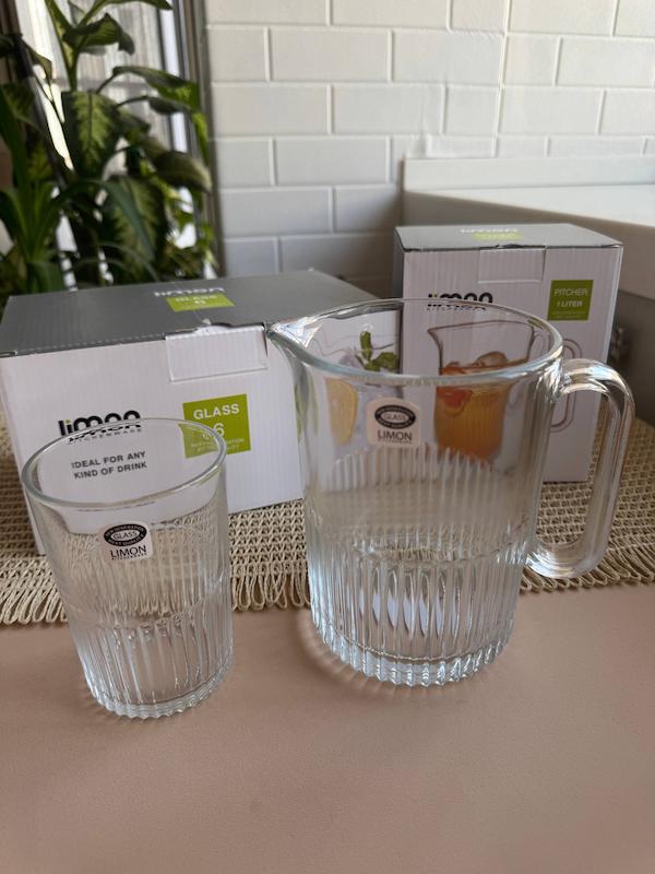 ست پارچ و لیوان شیاردار لیمون 