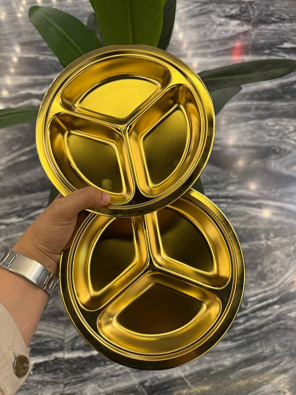 اردو گرد سه خانه استیل طلایی