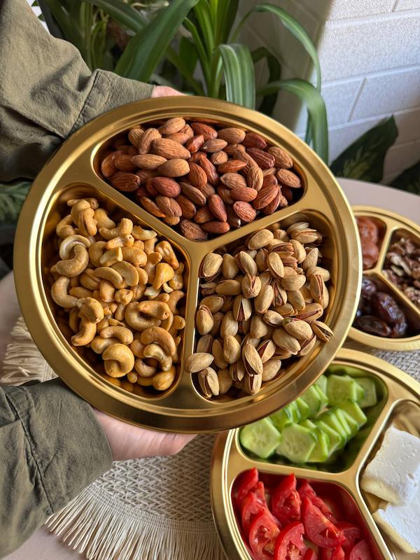 اردو گرد سه خانه استیل طلایی