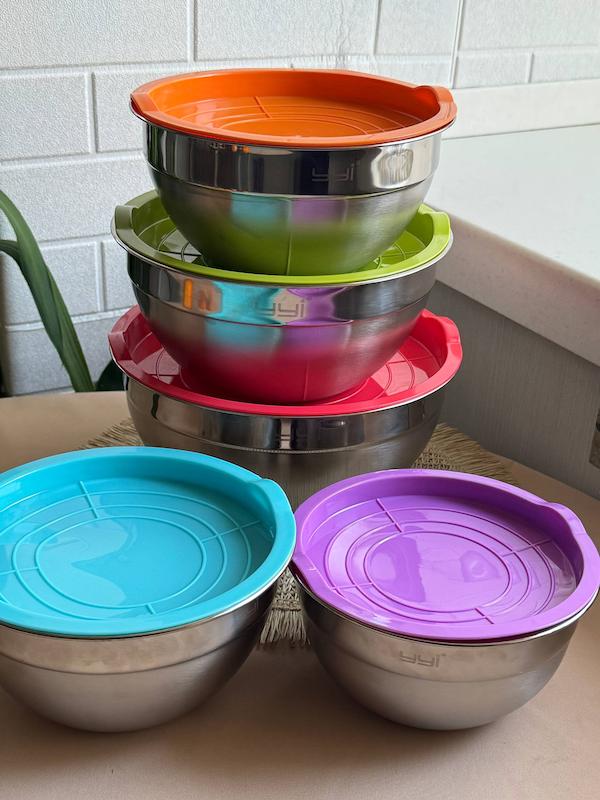 ست لگن استیل۵ پارچه رنگی  