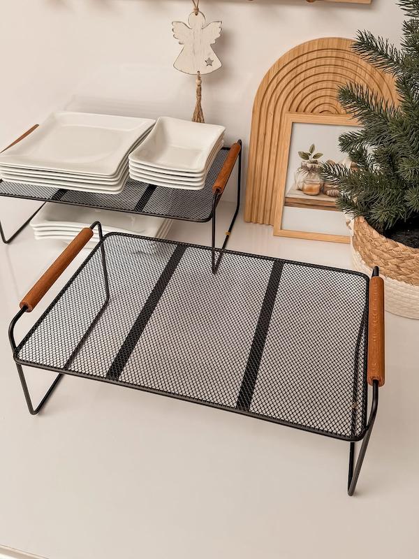 راف فلزی توری دسته چوبی 