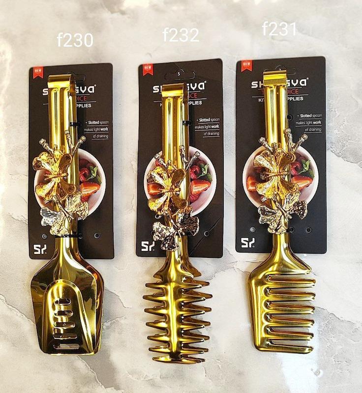 انبر سالاد شنگیا طلایی طرح گل