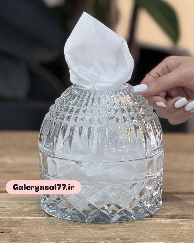 جا دستمال کاغذی شیشه ای کلبه 