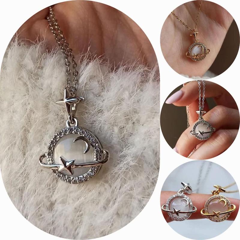 گردنبند زحل طلایی و نقره ای کد47