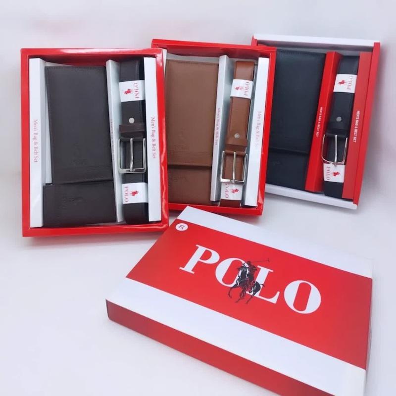 ست کیف پول و کمربند سه تکه مردانه کد۴۴۱