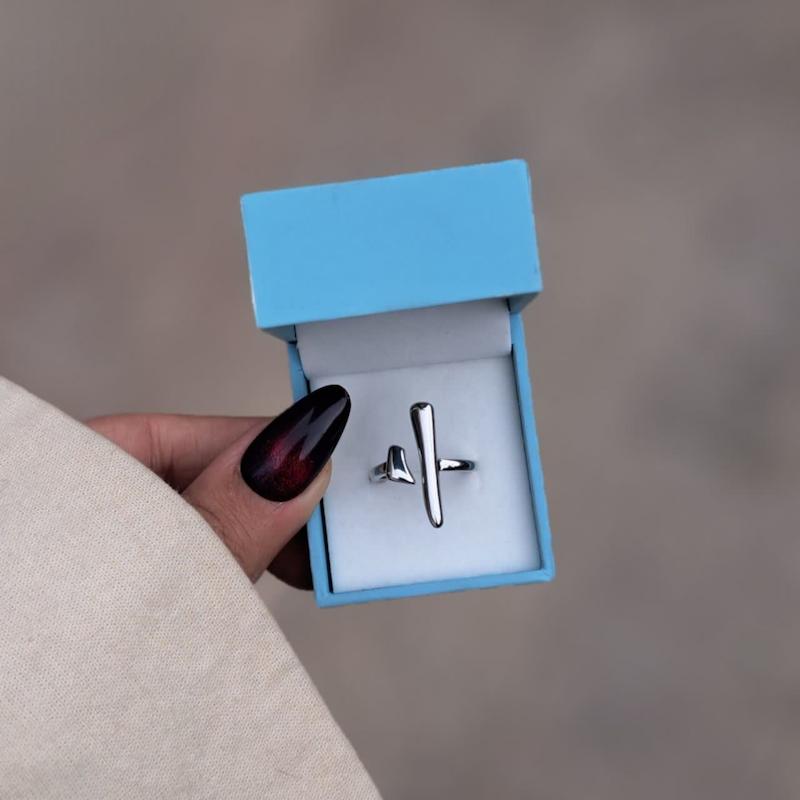 انگشتر خطی آب نقره استیل کد۴۰۲