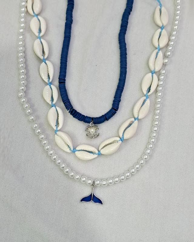 گردنبند تابستانی آبی کد۴۰۰