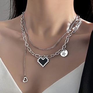 گردنبند دولاین قلب پیکسلی