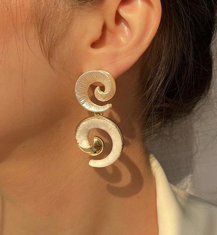 گوشواره میناکاری مدل حلزونی