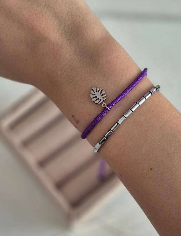 دستبند پکی دستباف مدل بافت دار برگ