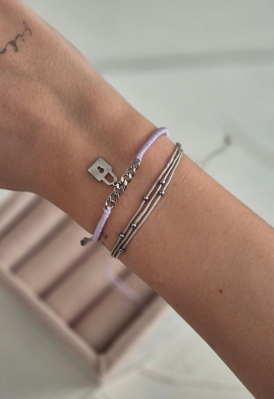 دستبند پکی دستباف مدل قفل آویز