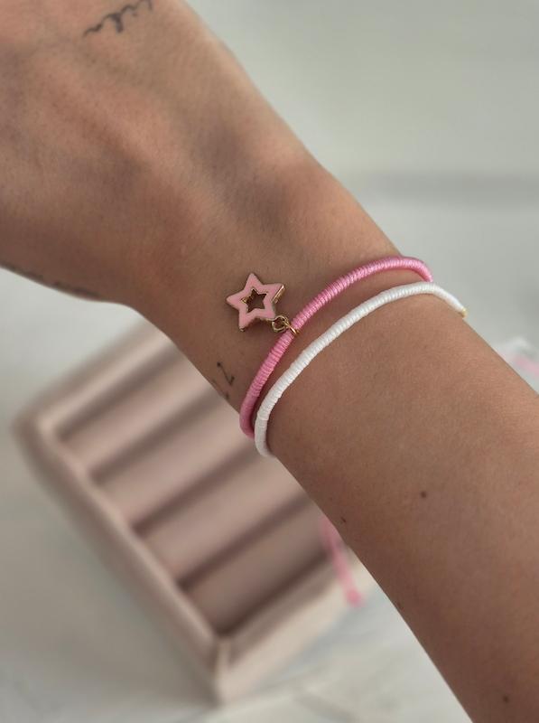 دستبند پکی دستباف مدل بافت لوله ای ستاره