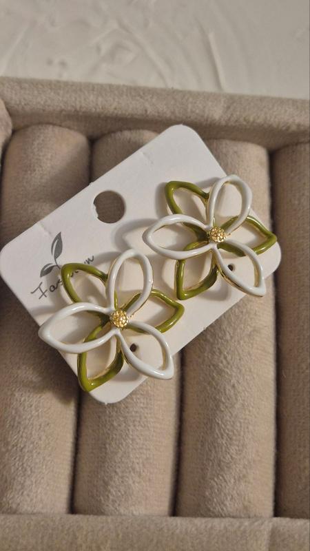 گوشواره میناکاری مدل گل دو رنگ