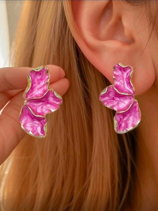 گوشواره مدل گل نیمه میناکاری