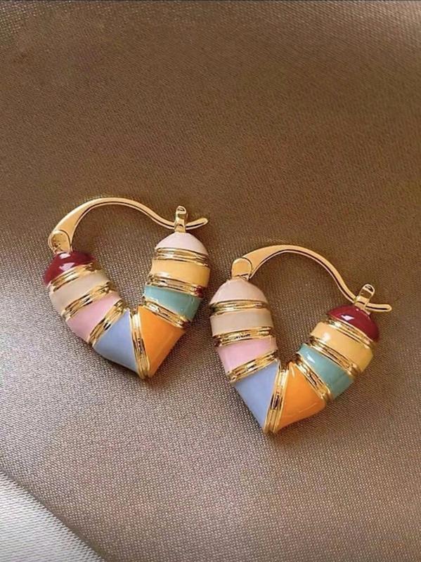 گوشواره مدل قلب رنگی میناکاری