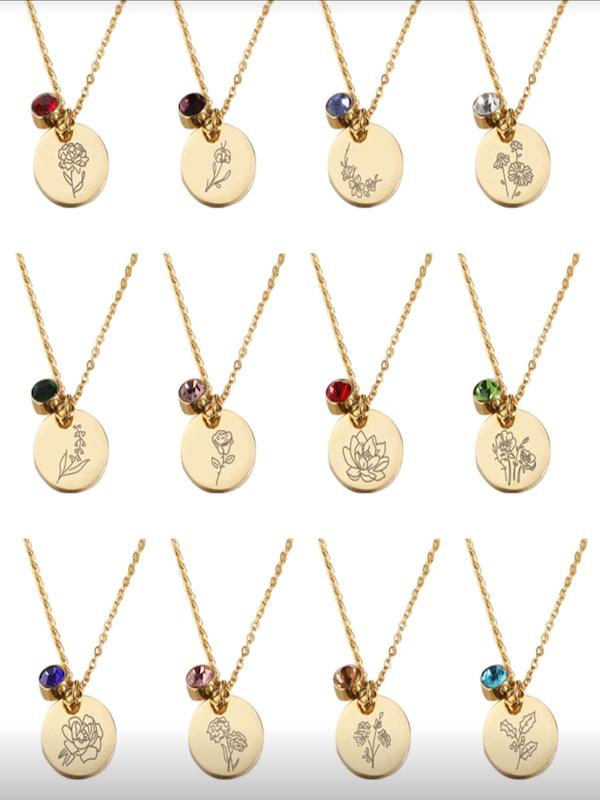 گردنبند مدل گل و سنگ ماه تولد